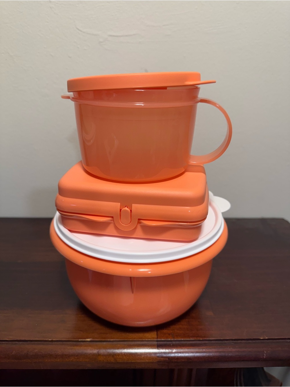 Stackable Orange Kitchen Storage Set with Lid and Handle